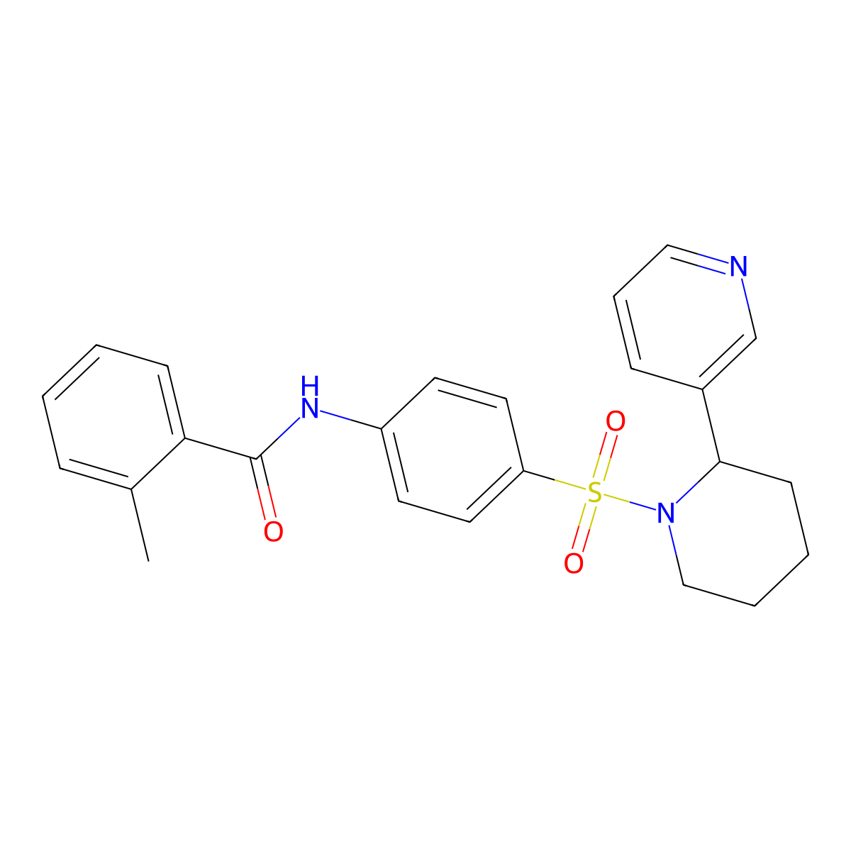 2-methyl-N-(4-((2-(pyridin-3-yl)piperidin-1-yl)sulfonyl)phenyl)benzamide molecular structure, CAS 393834-44-1