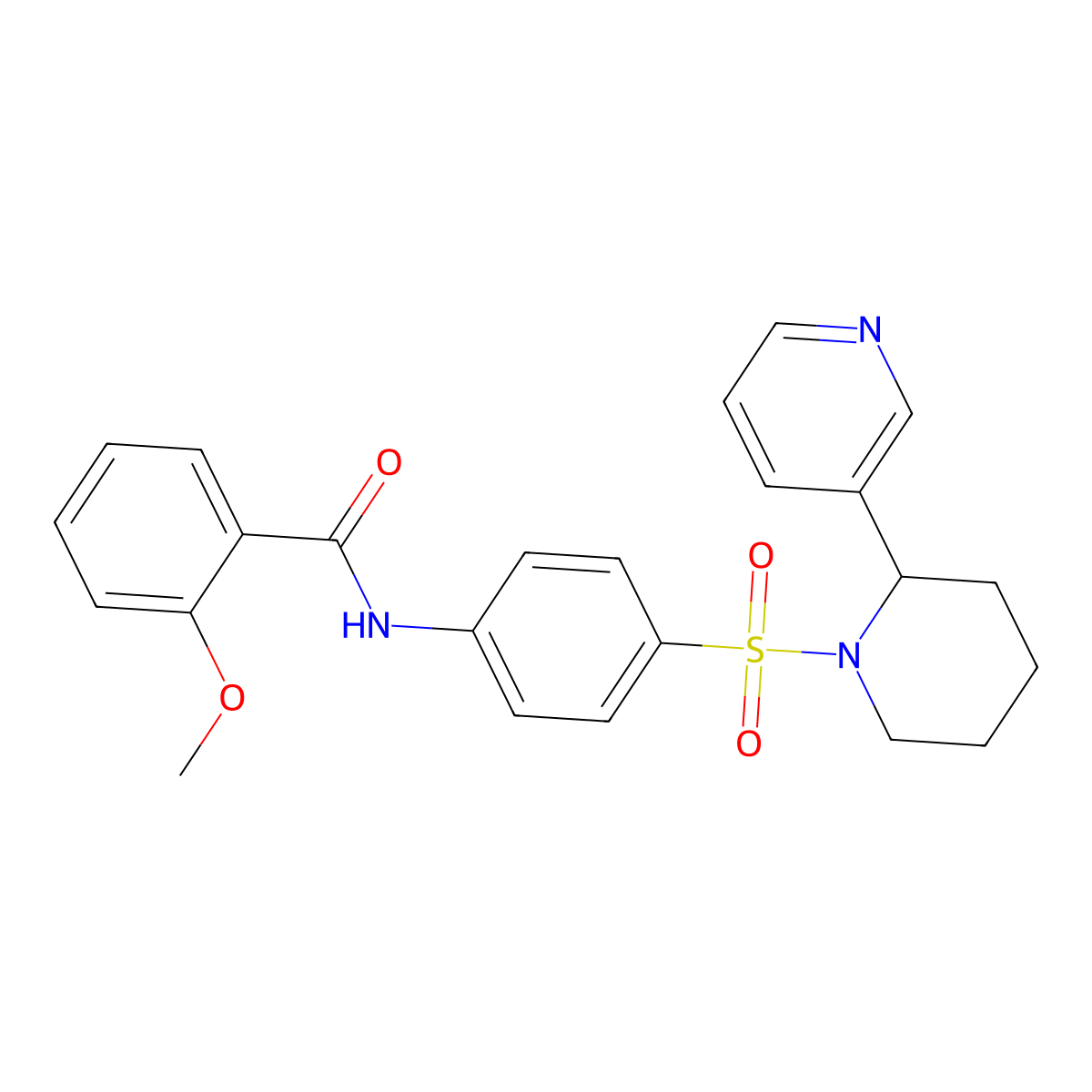 2-methoxy-N-(4-((2-(pyridin-3-yl)piperidin-1-yl)sulfonyl)phenyl)benzamide molecular structure, CAS 393834-47-4