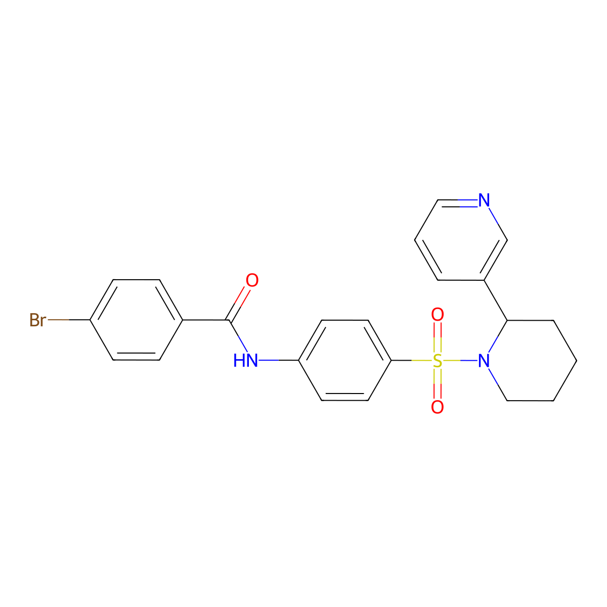 4-bromo-N-(4-{[2-(pyridin-3-yl)piperidin-1-yl]sulfonyl}phenyl)benzamide molecular structure, CAS 393834-52-1