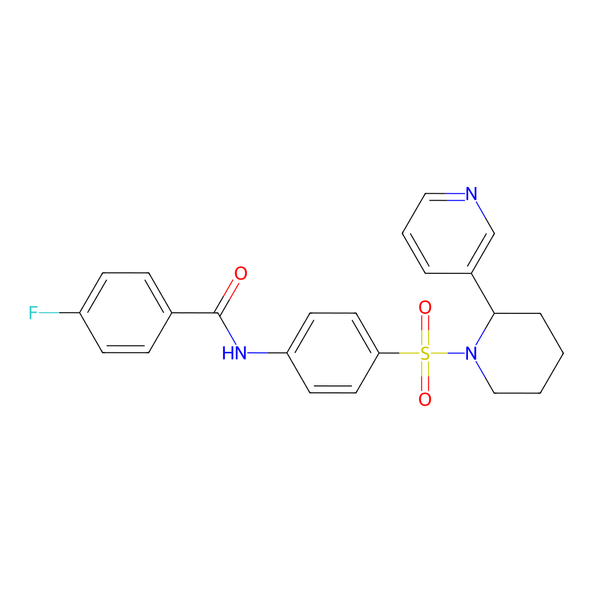 4-fluoro-N-(4-{[2-(pyridin-3-yl)piperidin-1-yl]sulfonyl}phenyl)benzamide molecular structure, CAS 393834-54-3