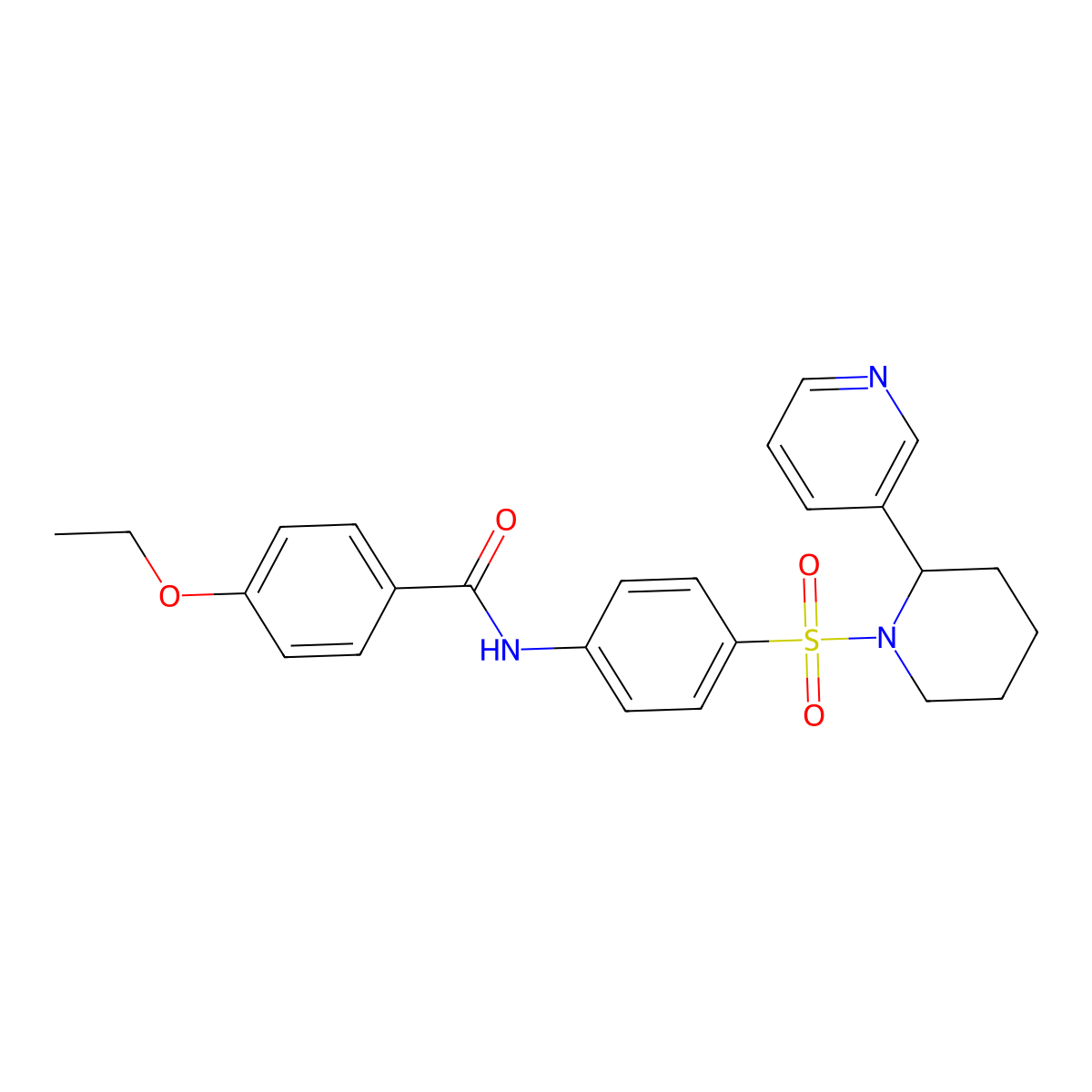 4-ethoxy-N-(4-((2-(pyridin-3-yl)piperidin-1-yl)sulfonyl)phenyl)benzamide molecular structure, CAS 393834-56-5