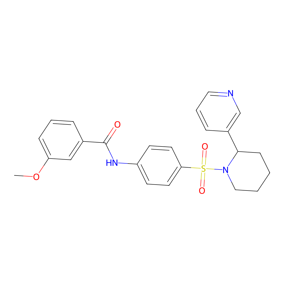 3-methoxy-N-(4-((2-(pyridin-3-yl)piperidin-1-yl)sulfonyl)phenyl)benzamide molecular structure, CAS 393834-57-6
