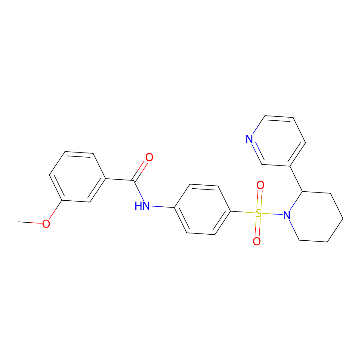 3-methoxy-N-(4-((2-(pyridin-3-yl)piperidin-1-yl)sulfonyl)phenyl)benzamide molecular structure, CAS 393834-57-6