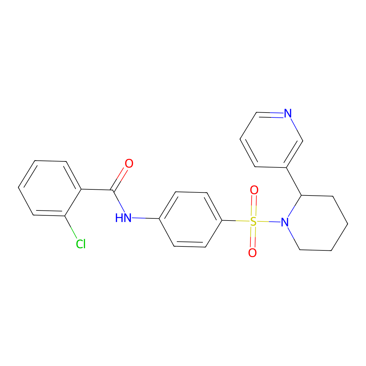 2-chloro-N-(4-{[2-(pyridin-3-yl)piperidin-1-yl]sulfonyl}phenyl)benzamide molecular structure, CAS 393834-60-1