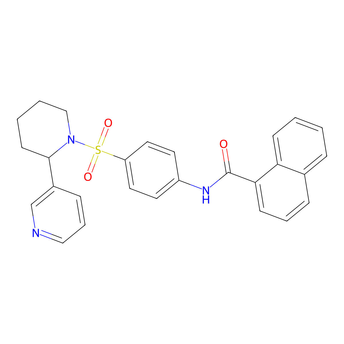 N-(4-((2-(pyridin-3-yl)piperidin-1-yl)sulfonyl)phenyl)-1-naphthamide molecular structure, CAS 393834-64-5