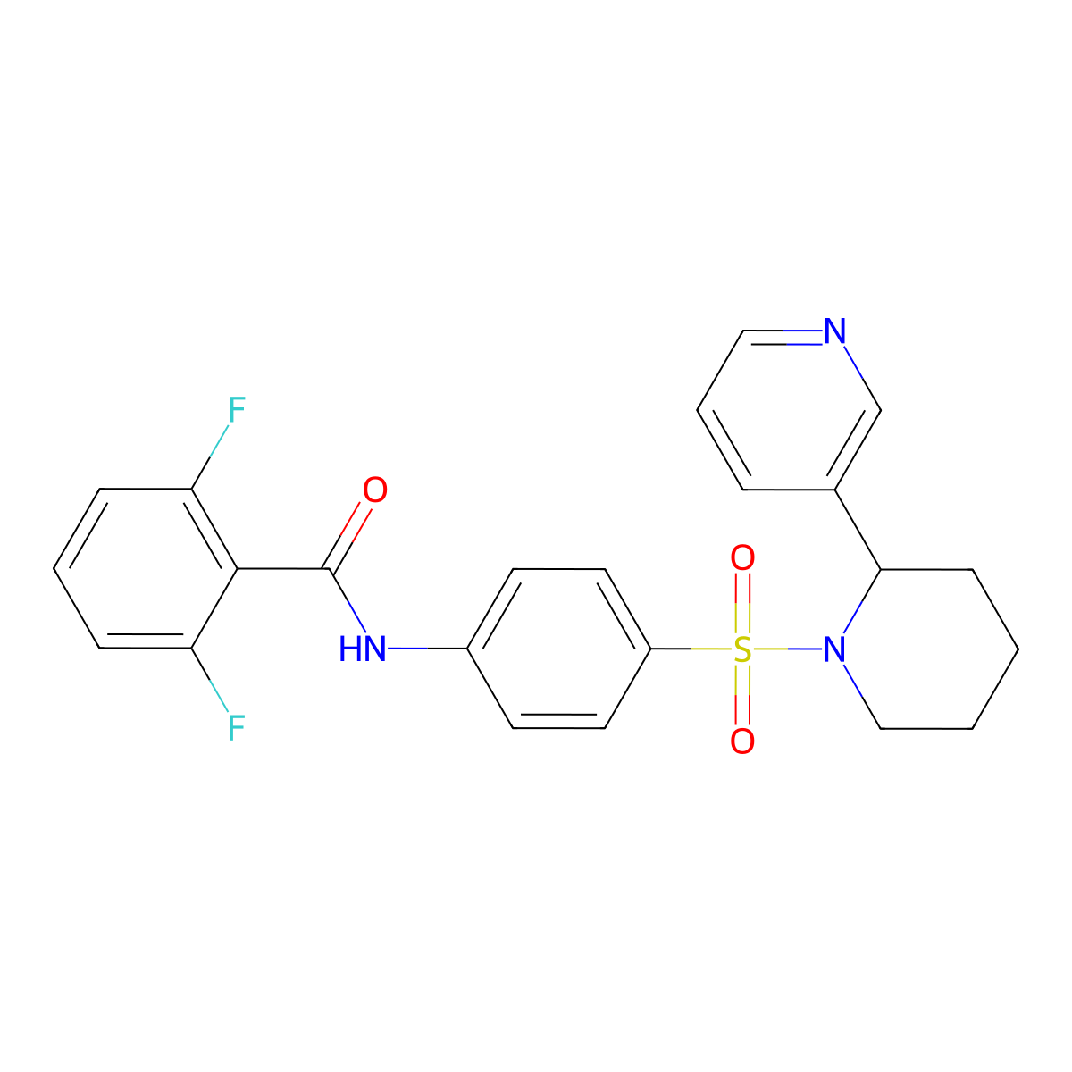 2,6-difluoro-N-[4-(2-pyridin-3-ylpiperidin-1-yl)sulfonylphenyl]benzamide molecular structure, CAS 393834-73-6