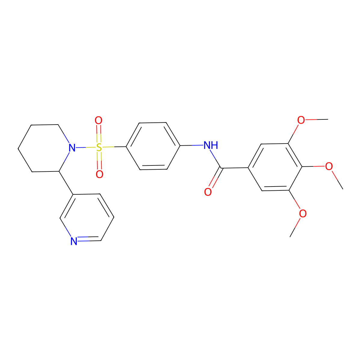 3,4,5-trimethoxy-N-(4-((2-(pyridin-3-yl)piperidin-1-yl)sulfonyl)phenyl)benzamide molecular structure, CAS 393834-76-9