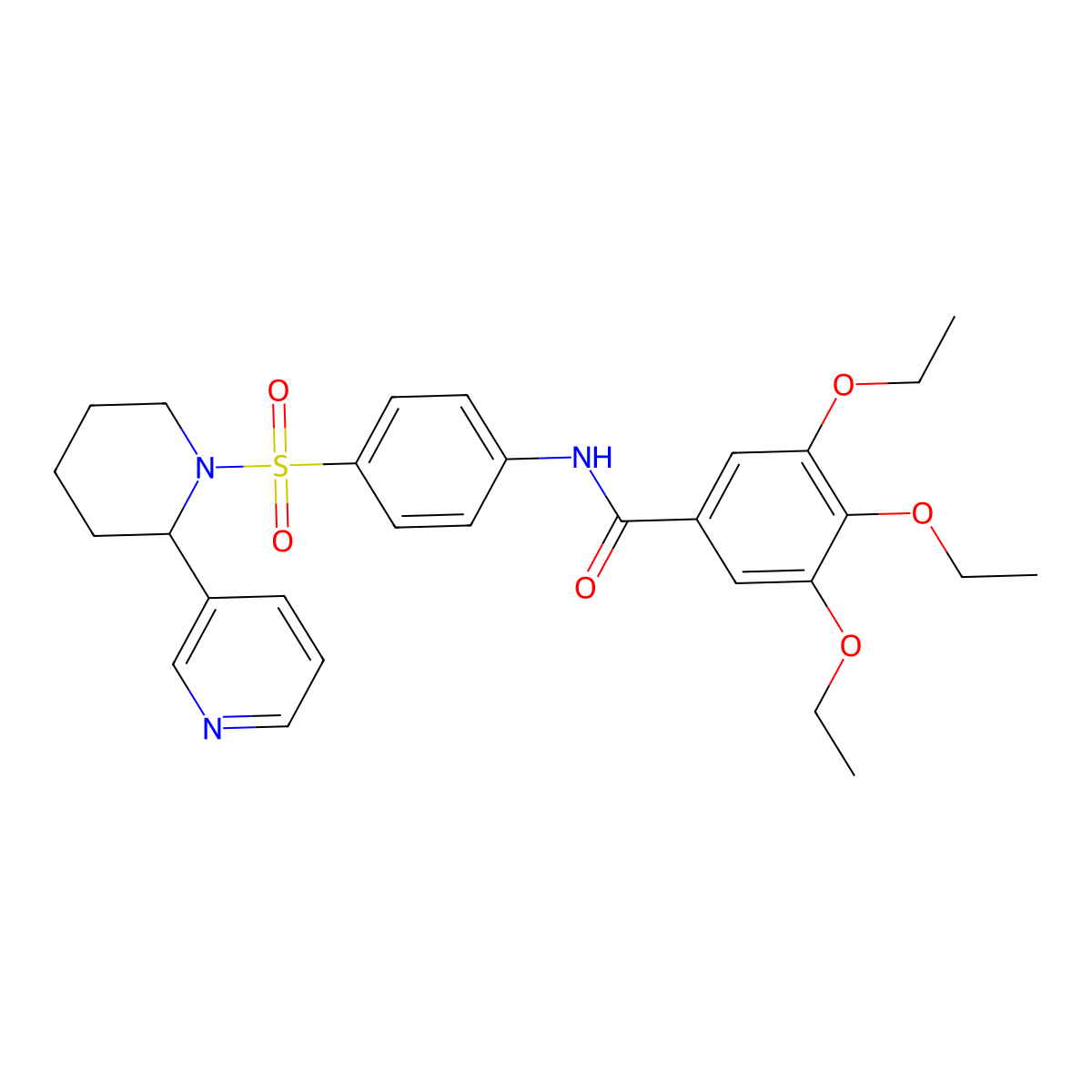 3,4,5-triethoxy-N-(4-{[2-(pyridin-3-yl)piperidin-1-yl]sulfonyl}phenyl)benzamide molecular structure, CAS 393834-85-0