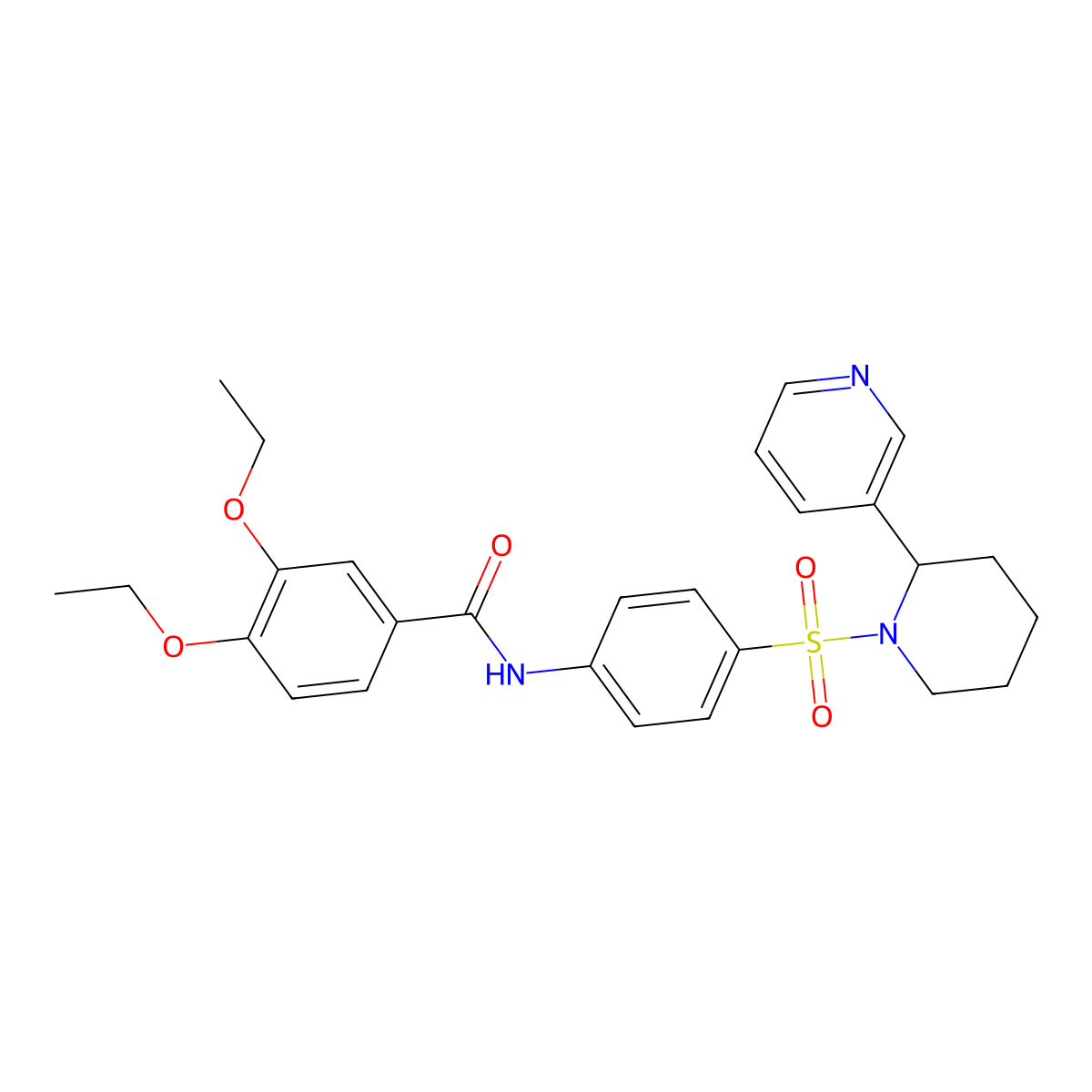 3,4-diethoxy-N-(4-((2-(pyridin-3-yl)piperidin-1-yl)sulfonyl)phenyl)benzamide molecular structure, CAS 393834-86-1