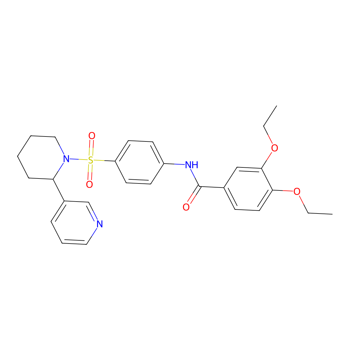 3,4-diethoxy-N-(4-((2-(pyridin-3-yl)piperidin-1-yl)sulfonyl)phenyl)benzamide molecular structure, CAS 393834-86-1