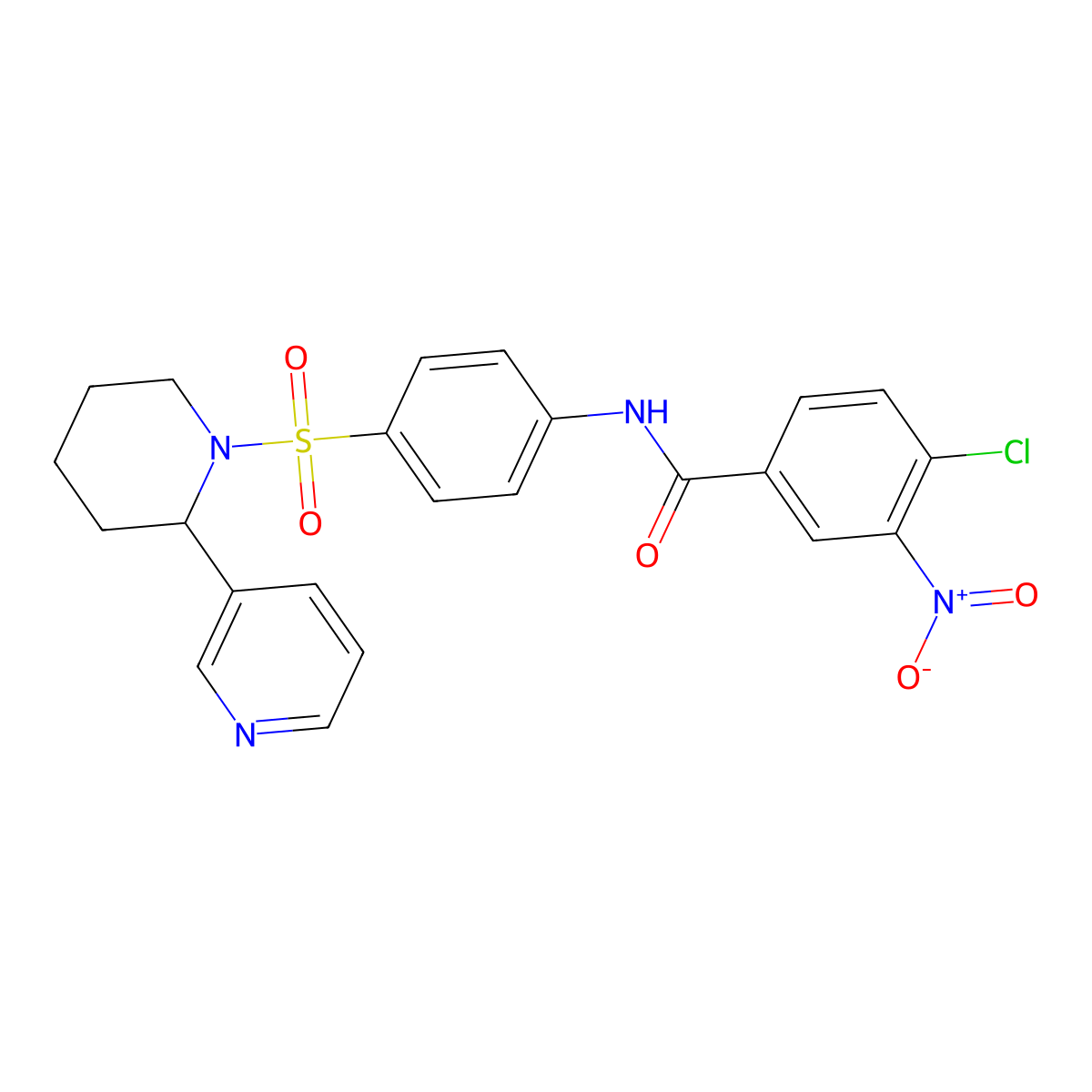 4-chloro-3-nitro-N-(4-{[2-(pyridin-3-yl)piperidin-1-yl]sulfonyl}phenyl)benzamide molecular structure, CAS 393834-87-2