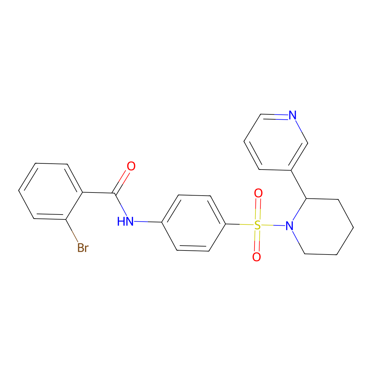 2-bromo-N-(4-{[2-(pyridin-3-yl)piperidin-1-yl]sulfonyl}phenyl)benzamide molecular structure, CAS 393834-88-3