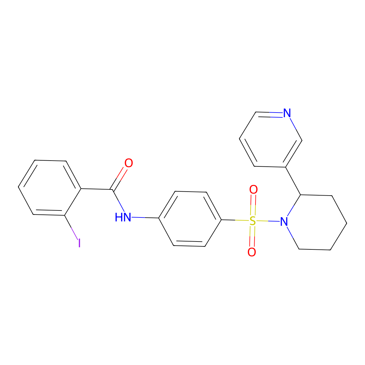 2-iodo-N-[4-(2-pyridin-3-ylpiperidin-1-yl)sulfonylphenyl]benzamide molecular structure, CAS 393834-90-7