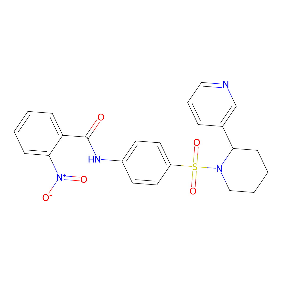 2-nitro-N-[4-(2-pyridin-3-ylpiperidin-1-yl)sulfonylphenyl]benzamide molecular structure, CAS 393834-91-8