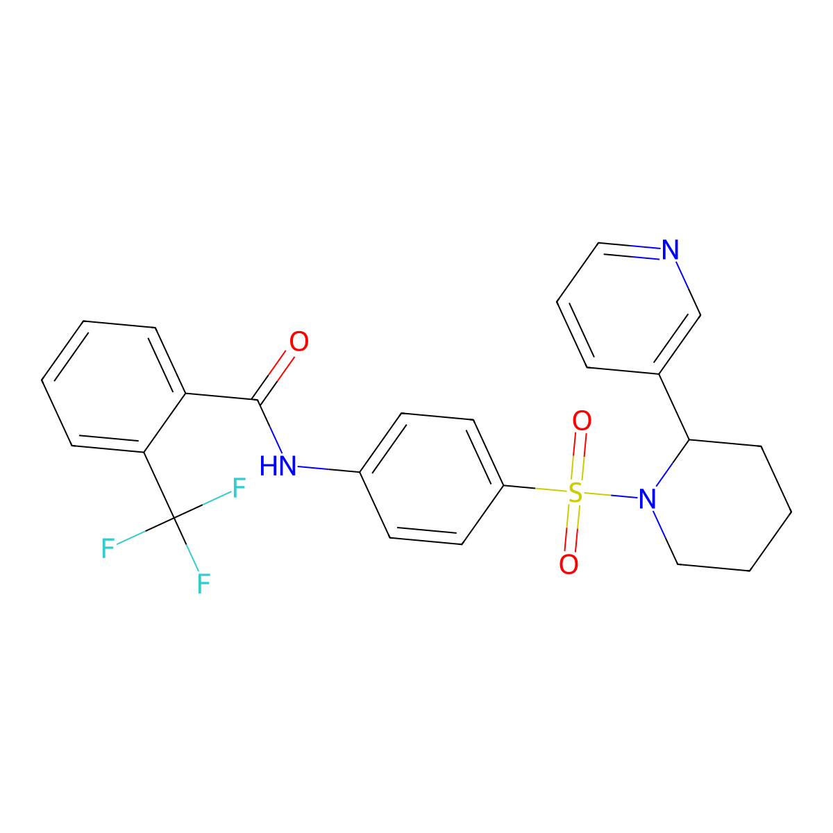 N-(4-{[2-(pyridin-3-yl)piperidin-1-yl]sulfonyl}phenyl)-2-(trifluoromethyl)benzamide molecular structure, CAS 393834-92-9