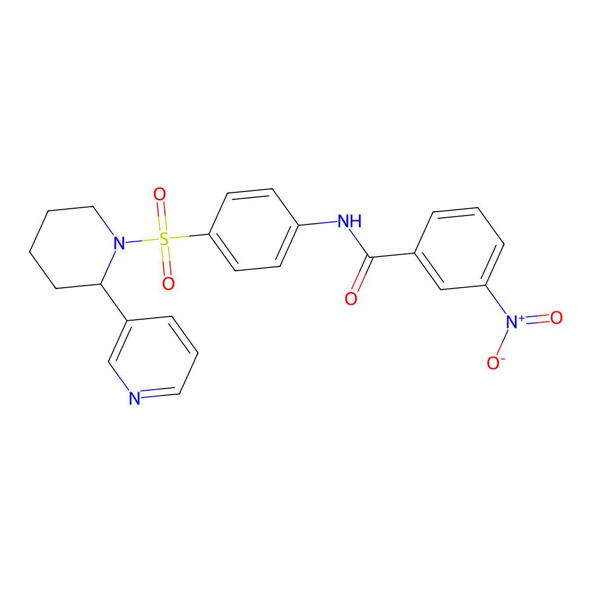 3-nitro-N-(4-{[2-(pyridin-3-yl)piperidin-1-yl]sulfonyl}phenyl)benzamide molecular structure, CAS 393834-94-1