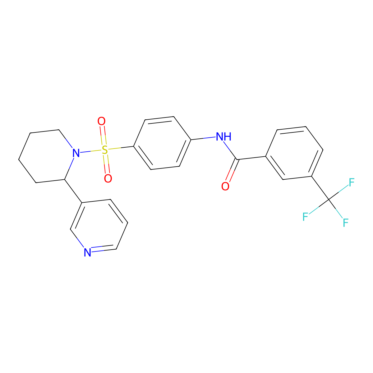 N-(4-{[2-(pyridin-3-yl)piperidin-1-yl]sulfonyl}phenyl)-3-(trifluoromethyl)benzamide molecular structure, CAS 393834-95-2