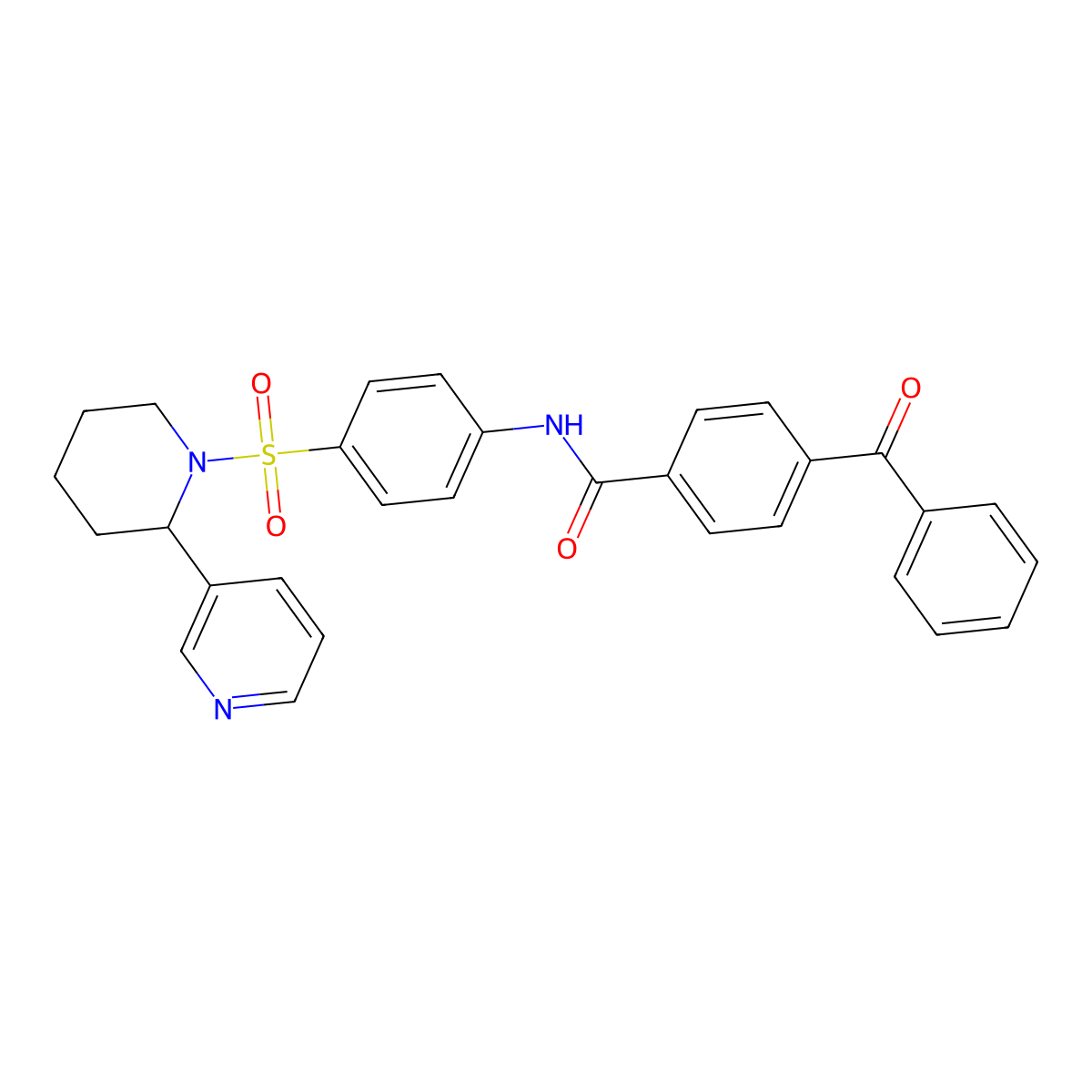 4-benzoyl-N-(4-((2-(pyridin-3-yl)piperidin-1-yl)sulfonyl)phenyl)benzamide molecular structure, CAS 393834-98-5