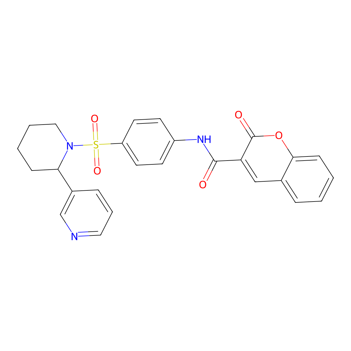 2-oxo-N-(4-((2-(pyridin-3-yl)piperidin-1-yl)sulfonyl)phenyl)-2H-chromene-3-carboxamide molecular structure, CAS 393835-00-2