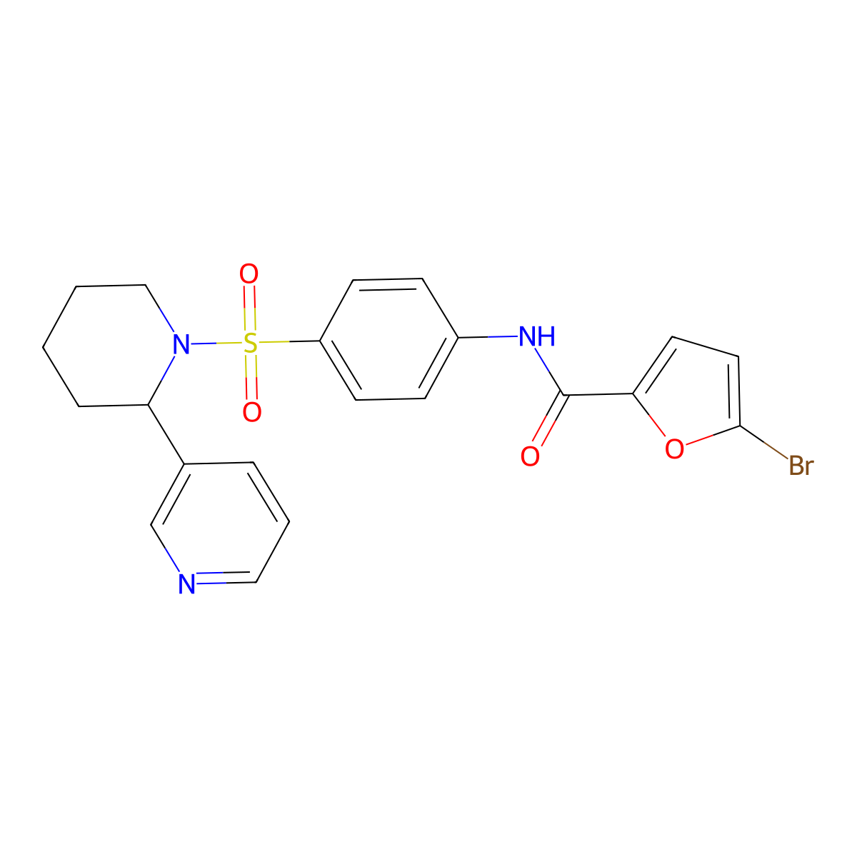 5-bromo-N-[4-(2-pyridin-3-ylpiperidin-1-yl)sulfonylphenyl]furan-2-carboxamide molecular structure, CAS 393835-01-3