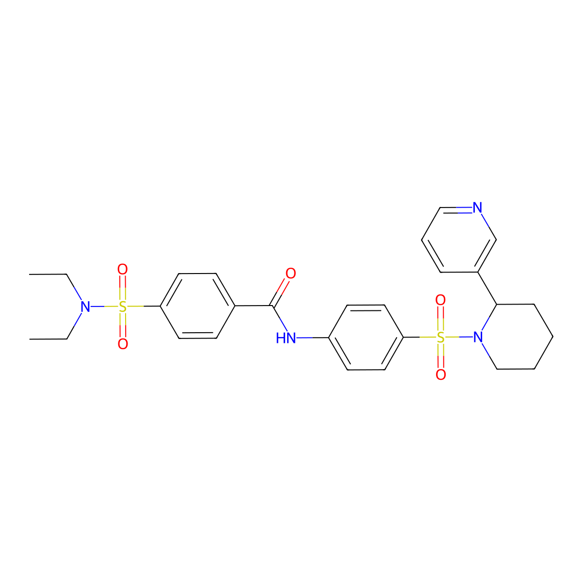 4-(N,N-diethylsulfamoyl)-N-(4-((2-(pyridin-3-yl)piperidin-1-yl)sulfonyl)phenyl)benzamide molecular structure, CAS 393835-06-8