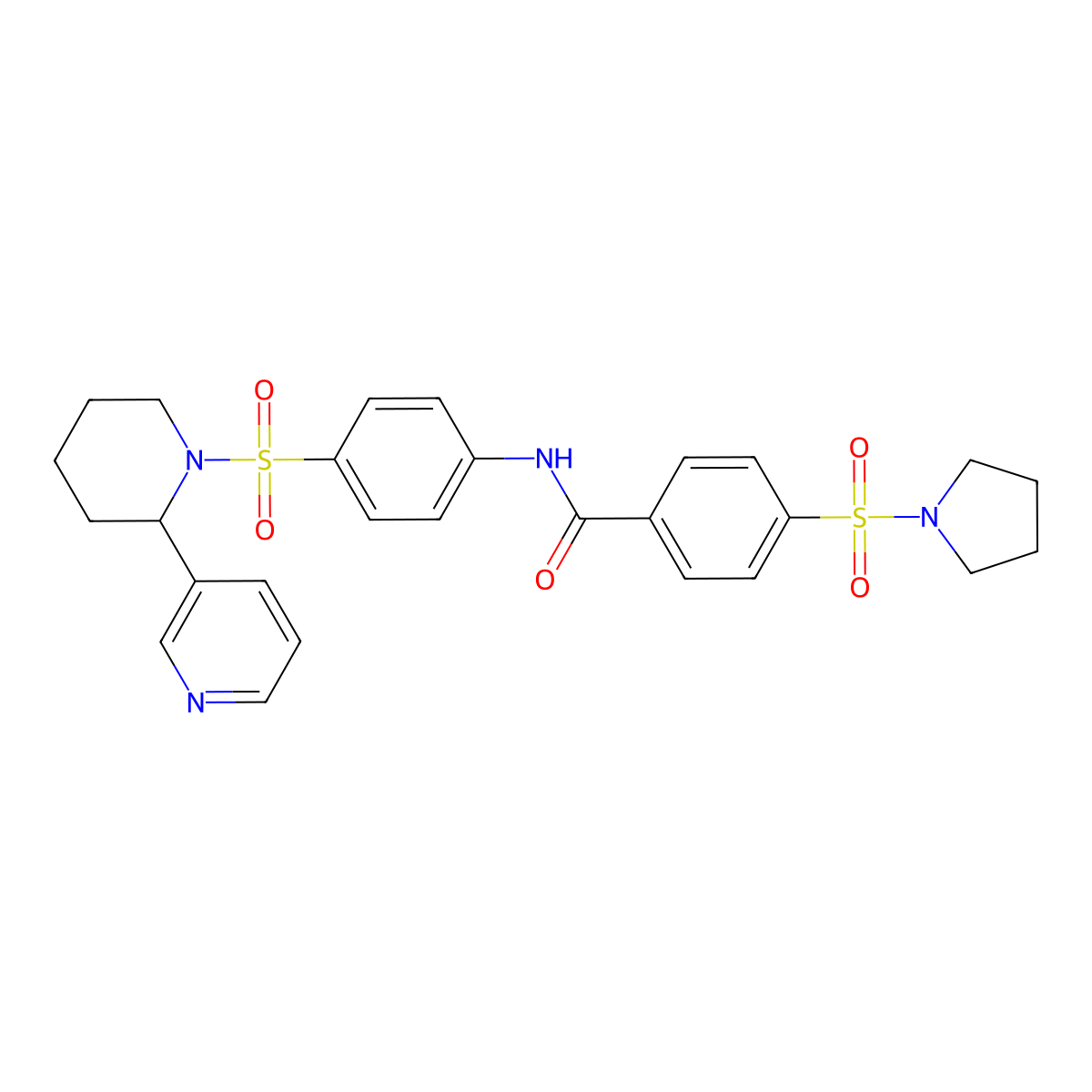 N-[4-(2-pyridin-3-ylpiperidin-1-yl)sulfonylphenyl]-4-pyrrolidin-1-ylsulfonylbenzamide molecular structure, CAS 393835-07-9