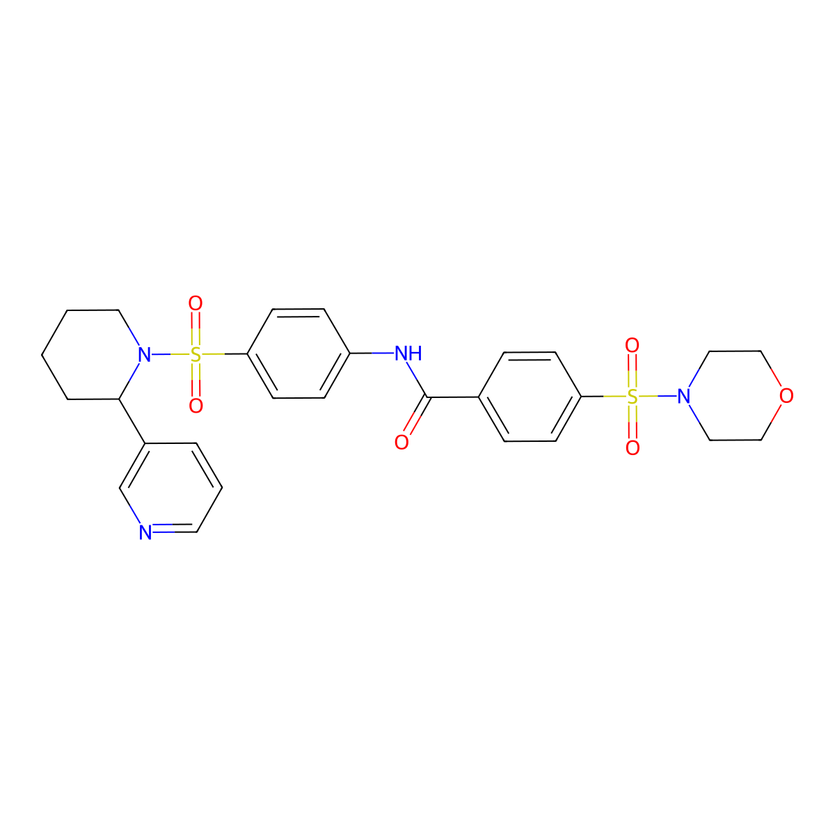 4-(morpholinosulfonyl)-N-(4-((2-(pyridin-3-yl)piperidin-1-yl)sulfonyl)phenyl)benzamide molecular structure, CAS 393835-09-1