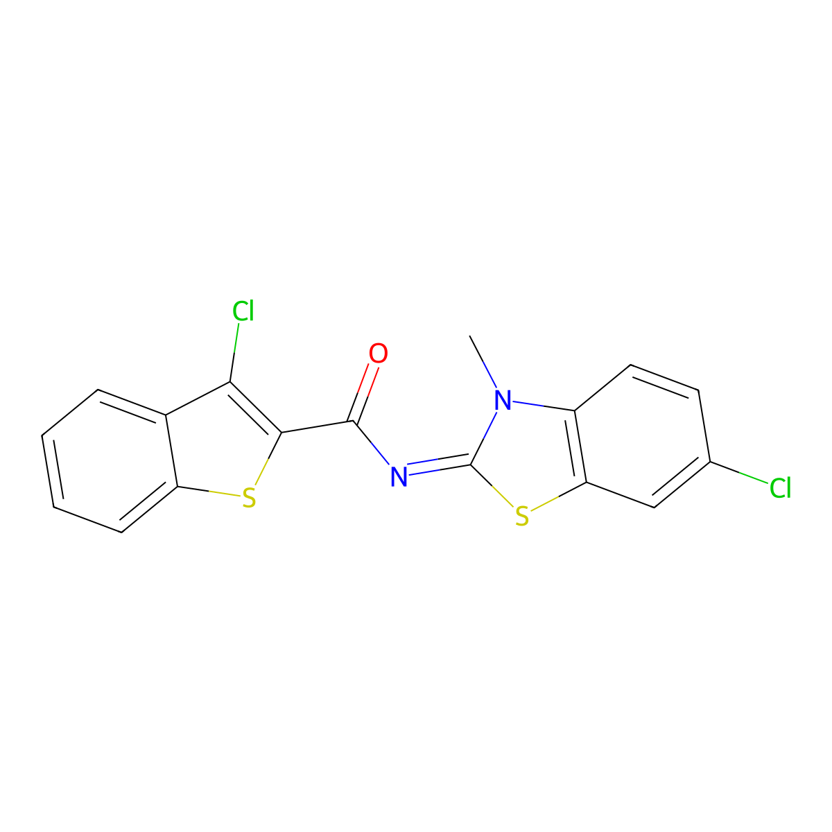 (Z)-3-chloro-N-(6-chloro-3-methylbenzo[d]thiazol-2(3H)-ylidene)benzo[b]thiophene-2-carboxamide molecular structure, CAS 393835-15-9