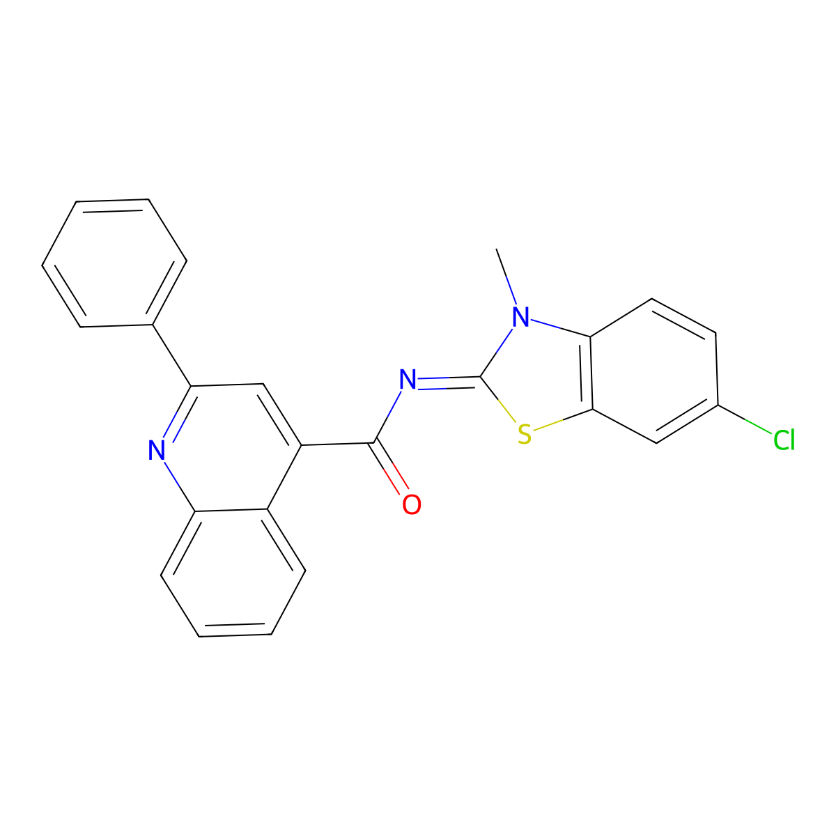 (Z)-N-(6-chloro-3-methylbenzo[d]thiazol-2(3H)-ylidene)-2-phenylquinoline-4-carboxamide molecular structure, CAS 393835-16-0