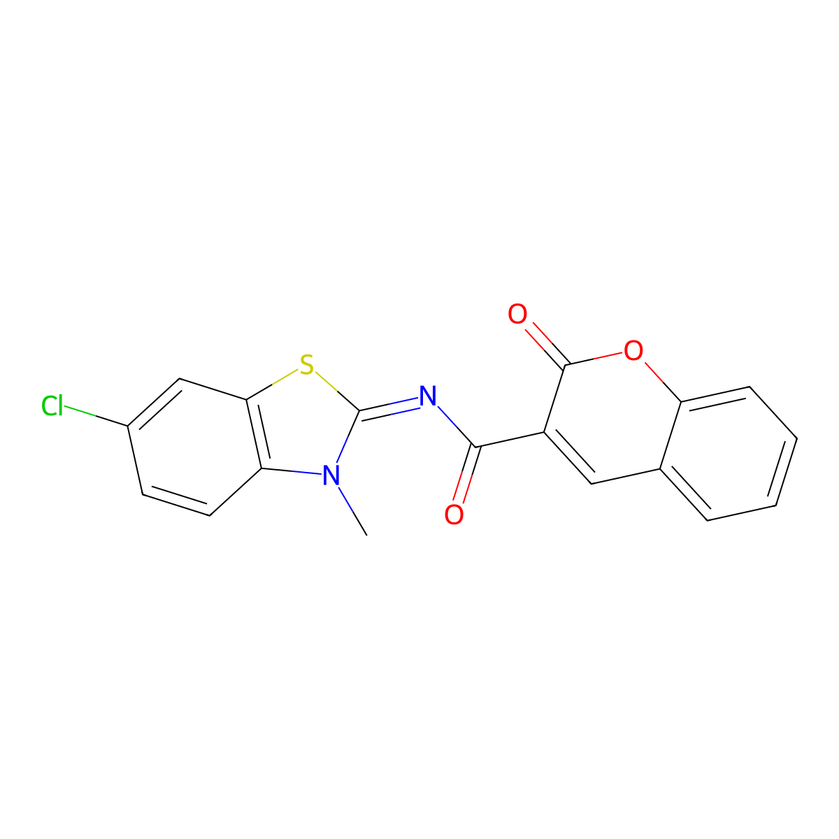 N-(6-chloro-3-methyl-1,3-benzothiazol-2-ylidene)-2-oxochromene-3-carboxamide molecular structure, CAS 393835-17-1