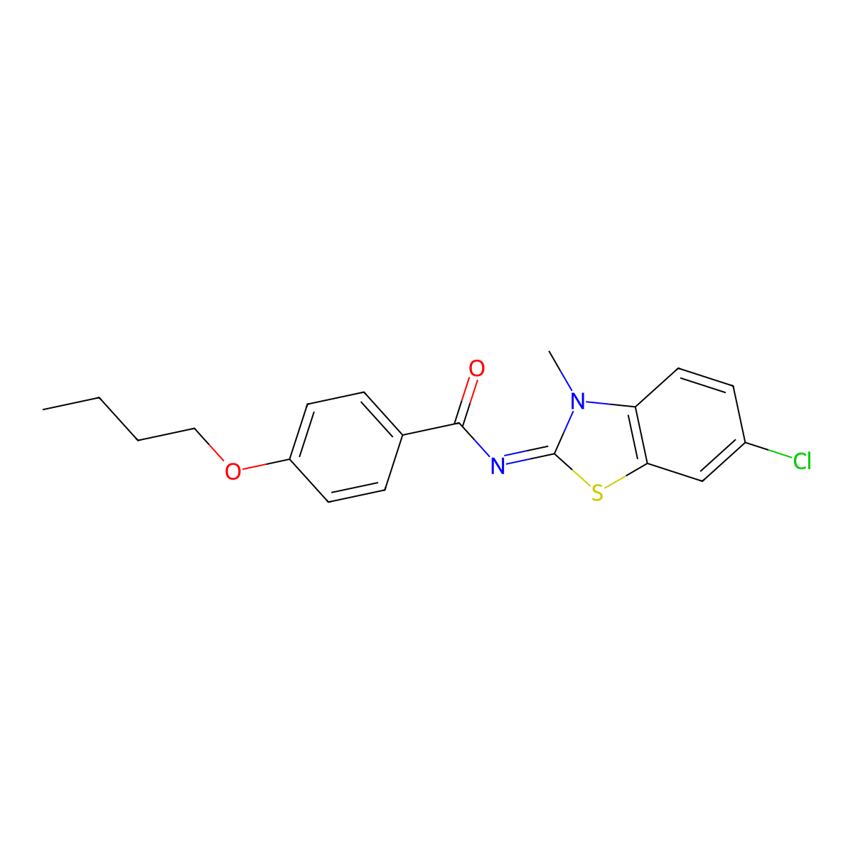 (Z)-4-butoxy-N-(6-chloro-3-methylbenzo[d]thiazol-2(3H)-ylidene)benzamide molecular structure, CAS 393835-20-6