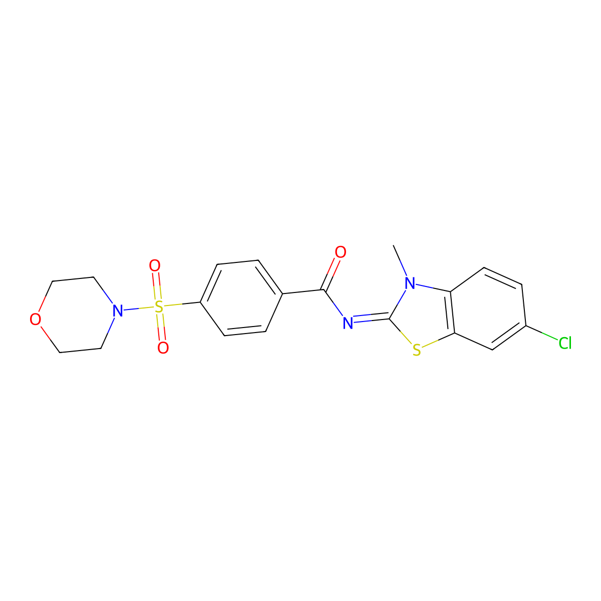 (Z)-N-(6-chloro-3-methylbenzo[d]thiazol-2(3H)-ylidene)-4-(morpholinosulfonyl)benzamide molecular structure, CAS 393835-21-7