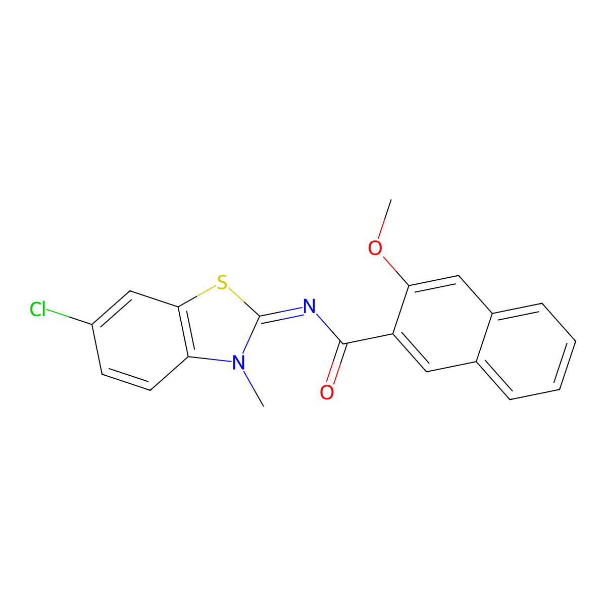 (Z)-N-(6-chloro-3-methylbenzo[d]thiazol-2(3H)-ylidene)-3-methoxy-2-naphthamide molecular structure, CAS 393835-23-9