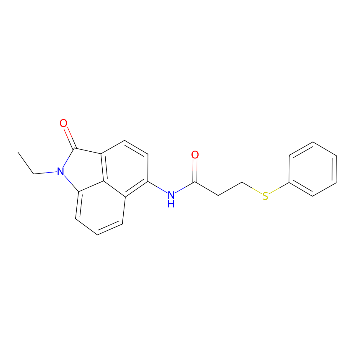 N-(1-ethyl-2-oxo-1,2-dihydrobenzo[cd]indol-5-yl)-3-(phenylthio)propanamide molecular structure, CAS 393837-34-8