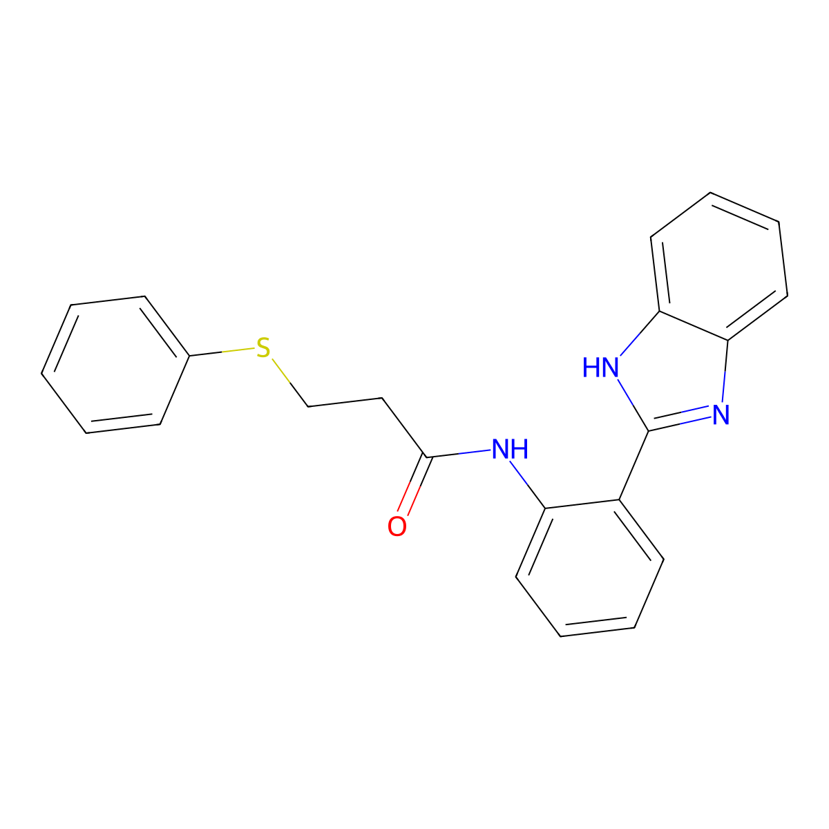 N-(2-(1H-benzo[d]imidazol-2-yl)phenyl)-3-(phenylthio)propanamide molecular structure, CAS 393837-35-9
