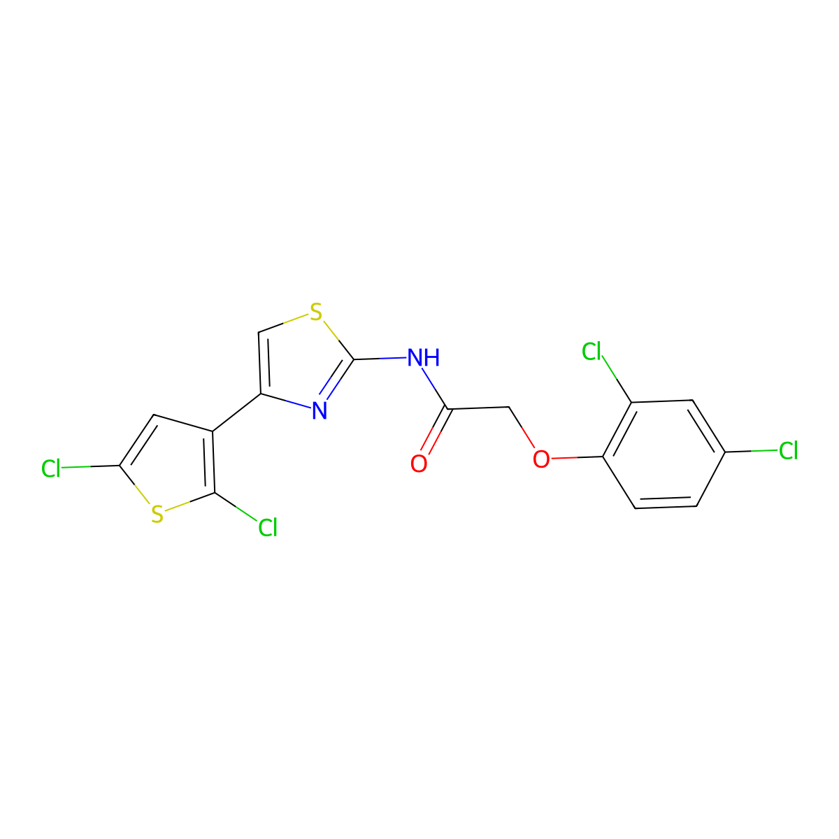 2-(2,4-dichlorophenoxy)-N-[4-(2,5-dichlorothiophen-3-yl)-1,3-thiazol-2-yl]acetamide molecular structure, CAS 393837-36-0