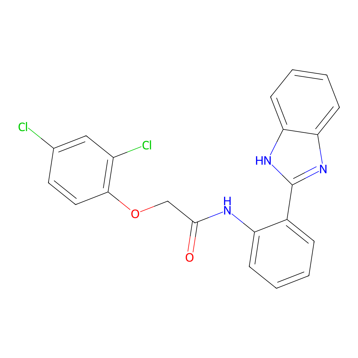 N-(2-(1H-benzo[d]imidazol-2-yl)phenyl)-2-(2,4-dichlorophenoxy)acetamide molecular structure, CAS 393837-38-2