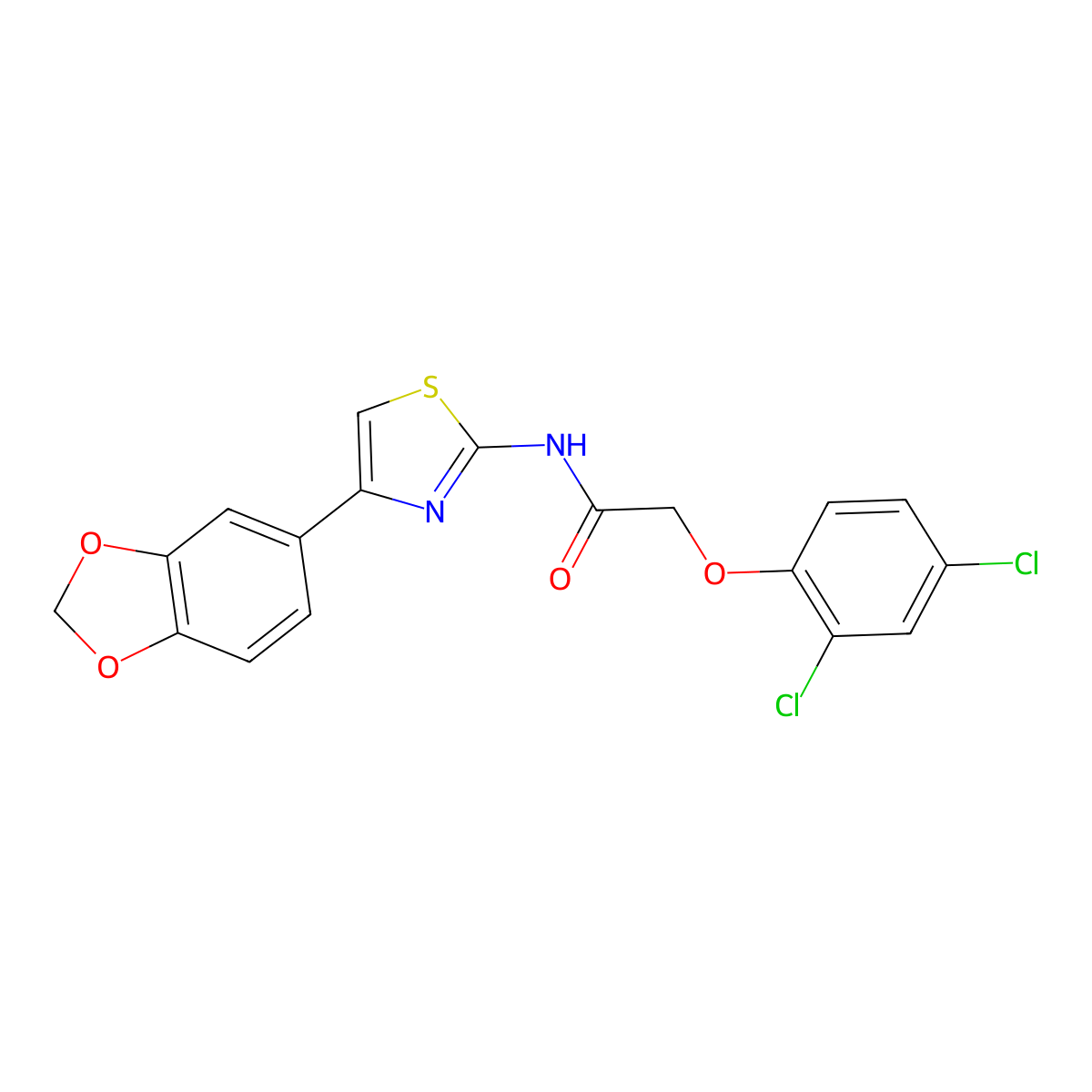 N-(4-(benzo[d][1,3]dioxol-5-yl)thiazol-2-yl)-2-(2,4-dichlorophenoxy)acetamide molecular structure, CAS 393837-39-3