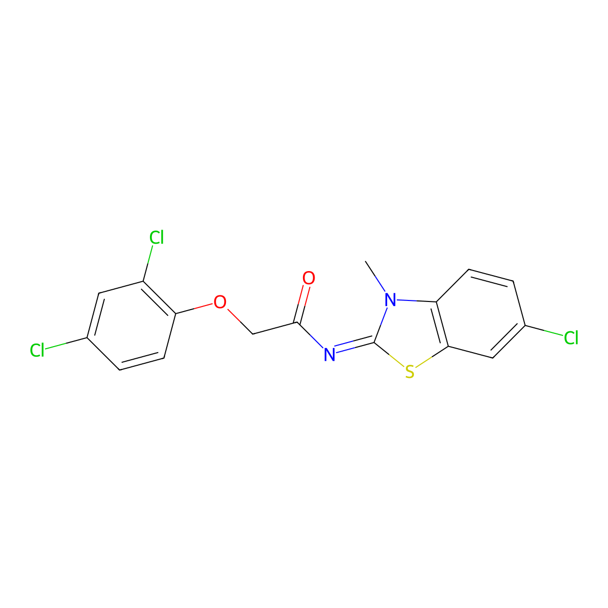 (E)-N-(6-chloro-3-methylbenzo[d]thiazol-2(3H)-ylidene)-2-(2,4-dichlorophenoxy)acetamide molecular structure, CAS 393837-40-6
