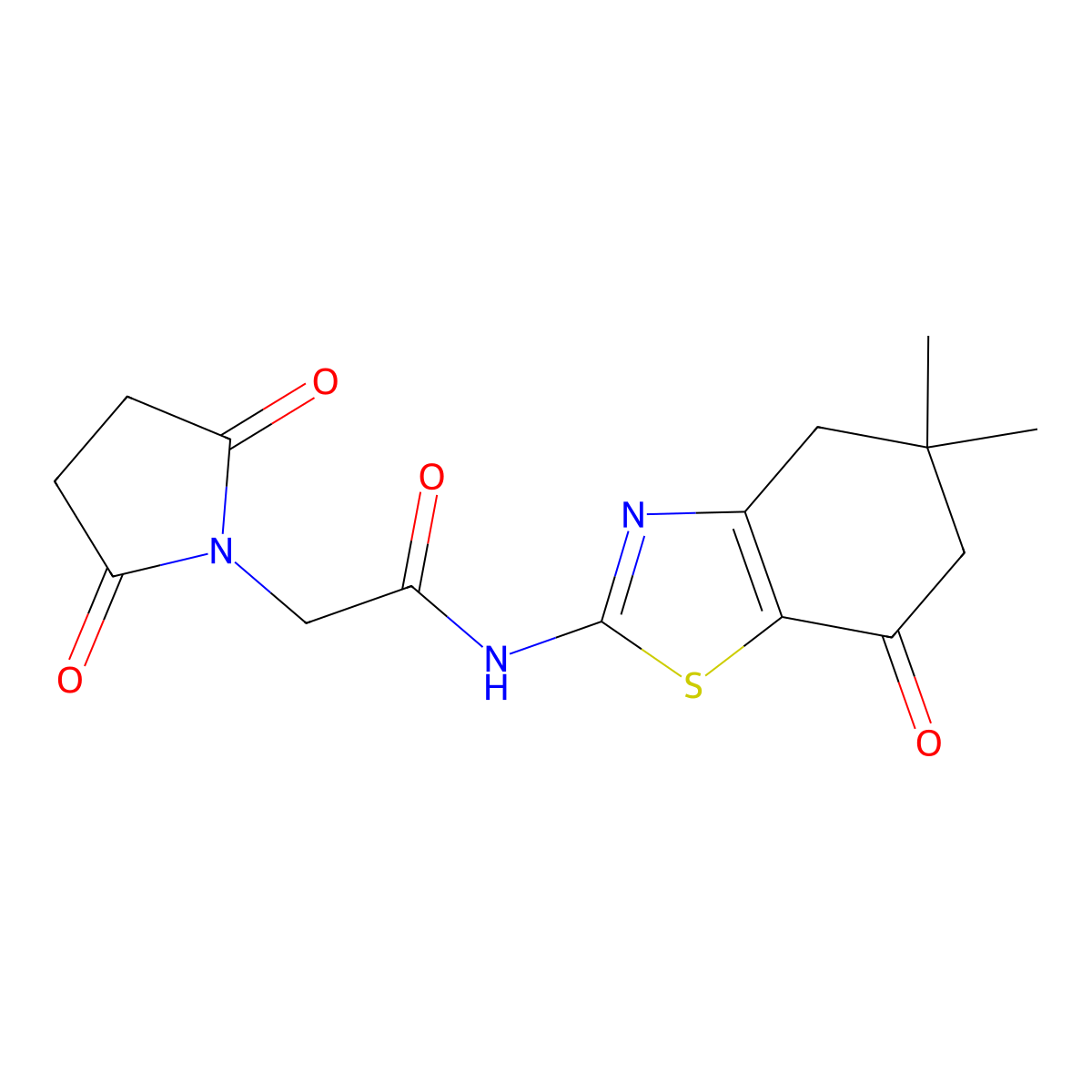 N-(5,5-dimethyl-7-oxo-4,6-dihydro-1,3-benzothiazol-2-yl)-2-(2,5-dioxo-1-pyrrolidinyl)acetamide molecular structure, CAS 393837-51-9