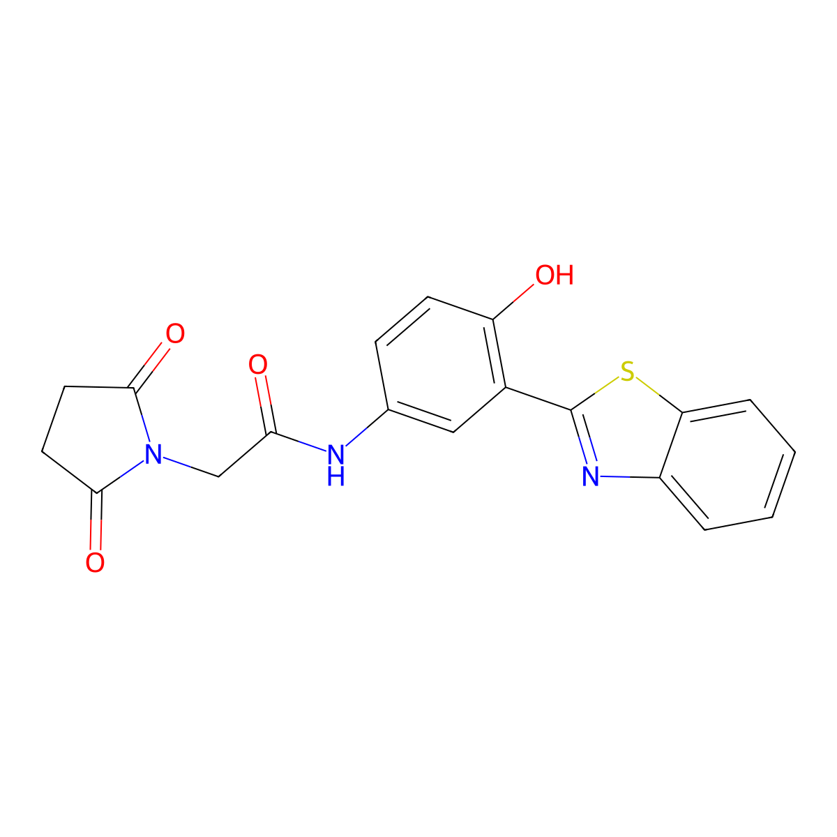 N-(3-(benzo[d]thiazol-2-yl)-4-hydroxyphenyl)-2-(2,5-dioxopyrrolidin-1-yl)acetamide molecular structure, CAS 393837-52-0