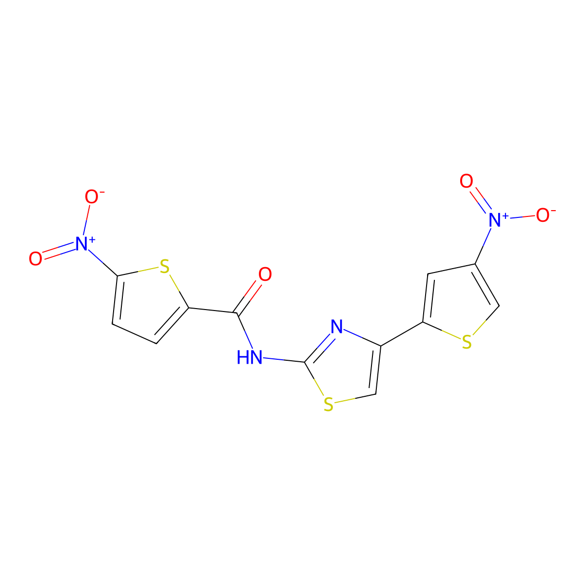 5-nitro-N-[4-(4-nitrothiophen-2-yl)-1,3-thiazol-2-yl]thiophene-2-carboxamide molecular structure, CAS 393837-54-2