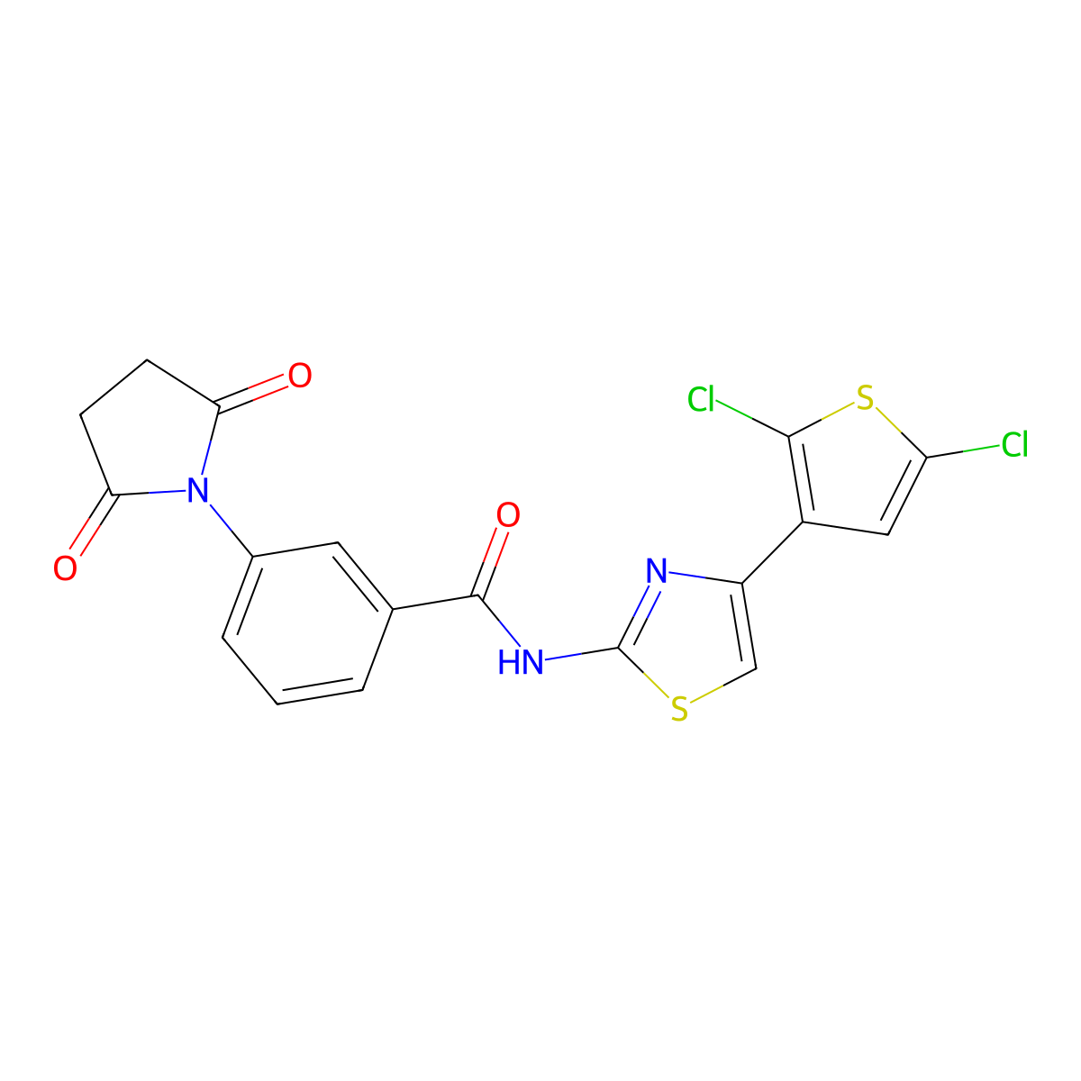 N-[4-(2,5-dichlorothiophen-3-yl)-1,3-thiazol-2-yl]-3-(2,5-dioxopyrrolidin-1-yl)benzamide molecular structure, CAS 393837-56-4