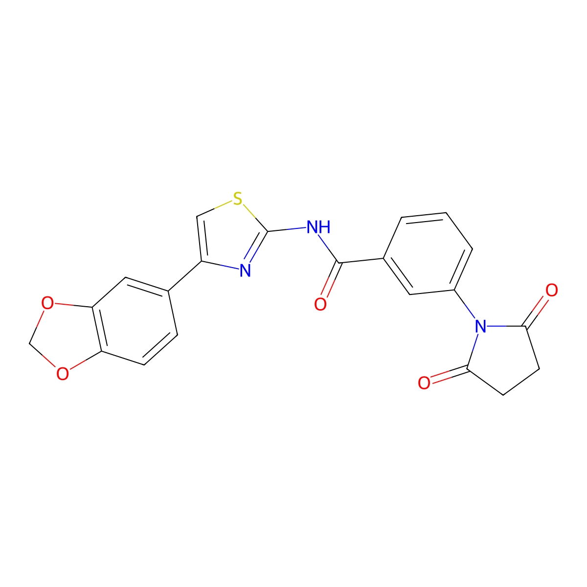 N-(4-(benzo[d][1,3]dioxol-5-yl)thiazol-2-yl)-3-(2,5-dioxopyrrolidin-1-yl)benzamide molecular structure, CAS 393837-58-6