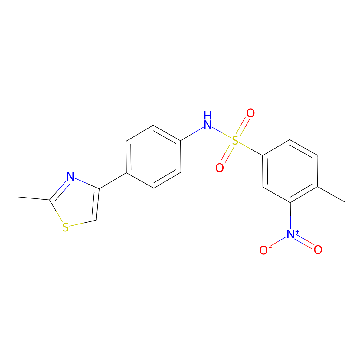 4-methyl-N-(4-(2-methylthiazol-4-yl)phenyl)-3-nitrobenzenesulfonamide molecular structure, CAS 393837-81-5