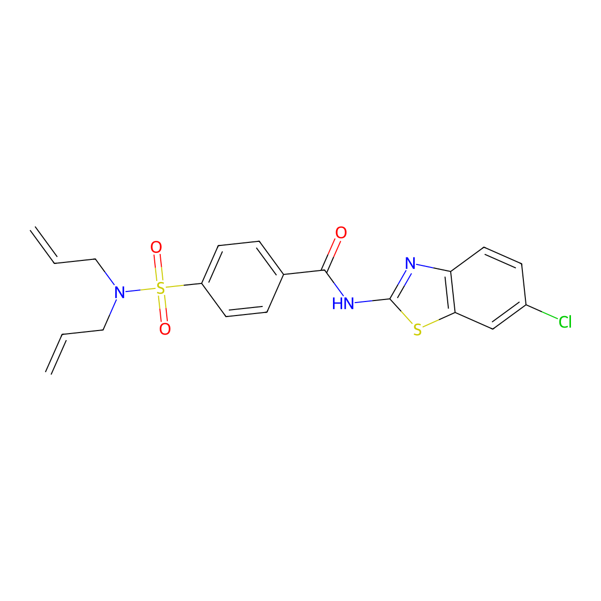 N-(6-chlorobenzo[d]thiazol-2-yl)-4-(N,N-diallylsulfamoyl)benzamide molecular structure, CAS 393838-09-0
