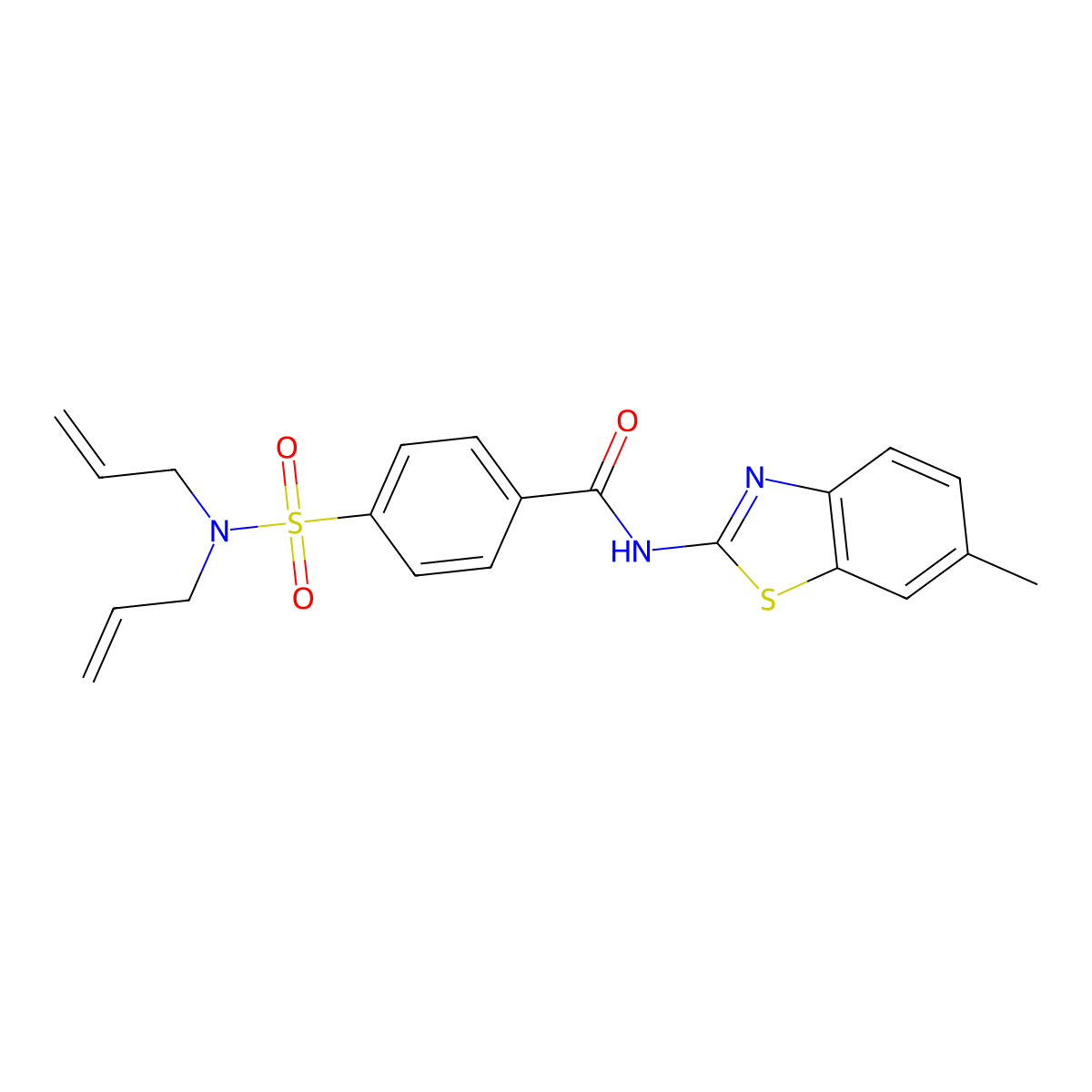 4-(N,N-diallylsulfamoyl)-N-(6-methylbenzo[d]thiazol-2-yl)benzamide molecular structure, CAS 393838-10-3