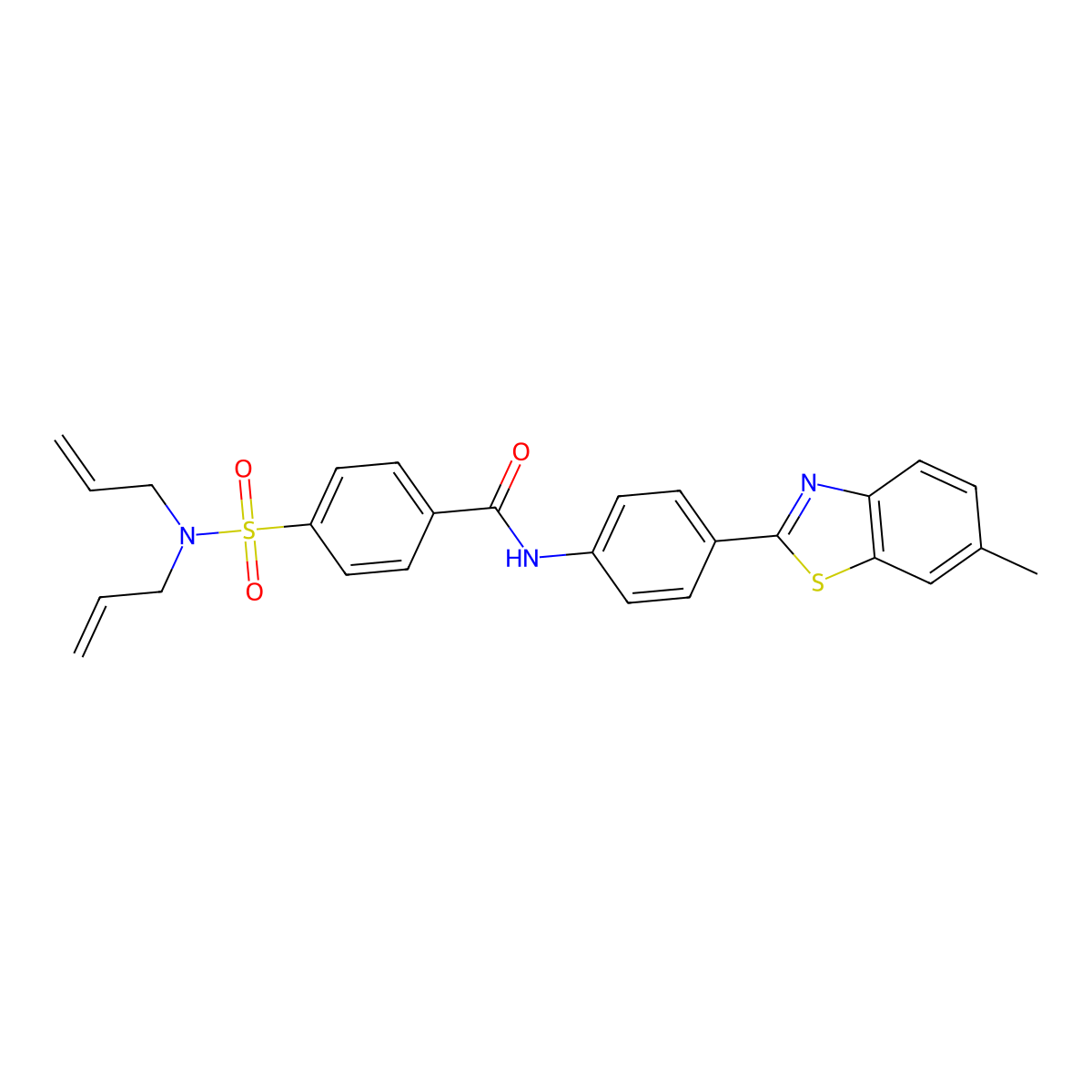 4-(N,N-diallylsulfamoyl)-N-(4-(6-methylbenzo[d]thiazol-2-yl)phenyl)benzamide molecular structure, CAS 393838-12-5