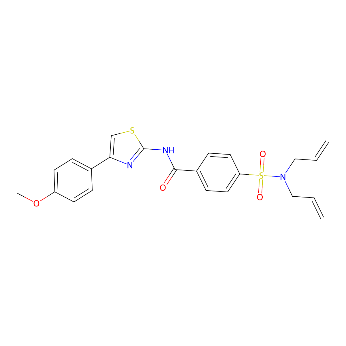 4-(N,N-diallylsulfamoyl)-N-(4-(4-methoxyphenyl)thiazol-2-yl)benzamide molecular structure, CAS 393838-13-6