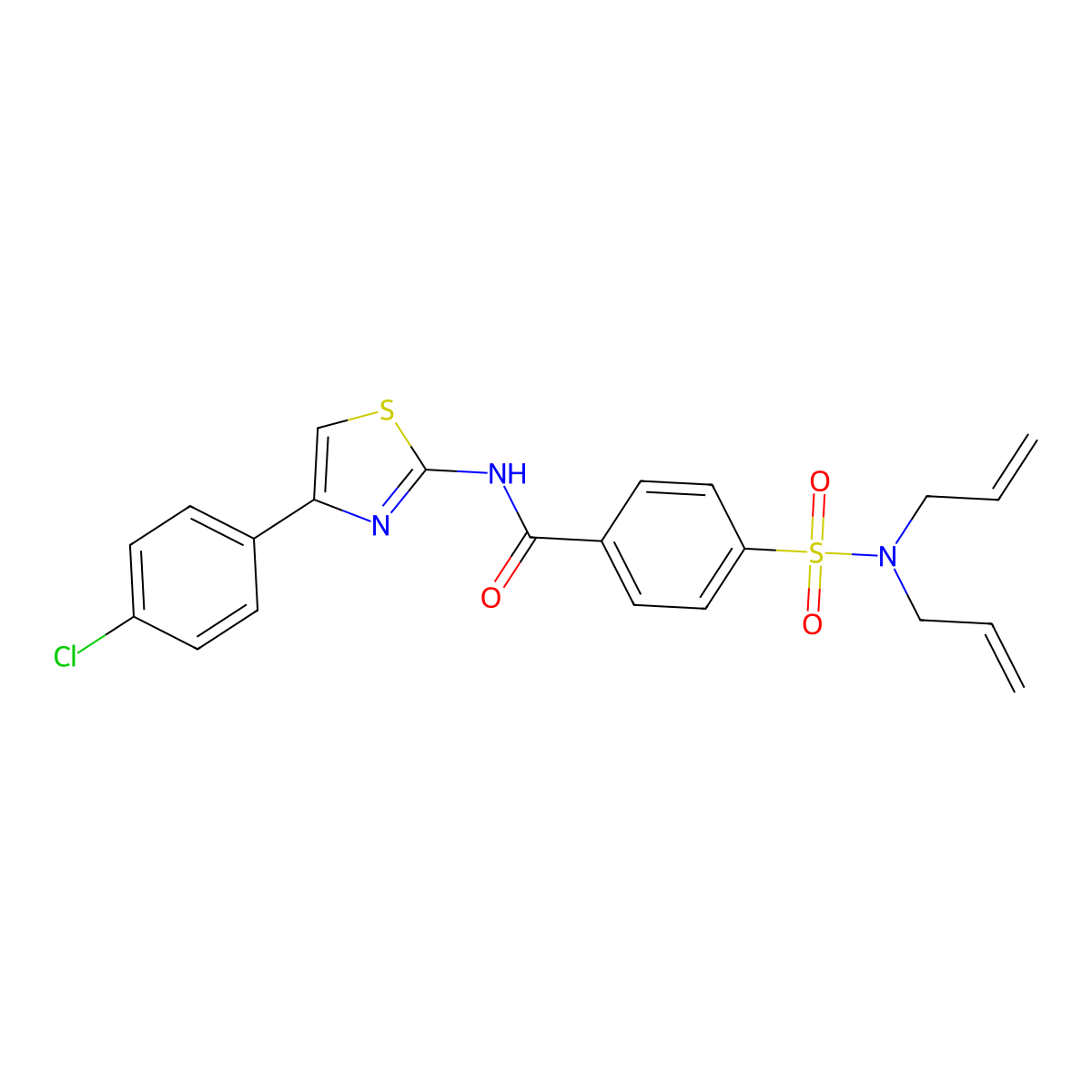 N-(4-(4-chlorophenyl)thiazol-2-yl)-4-(N,N-diallylsulfamoyl)benzamide molecular structure, CAS 393838-14-7